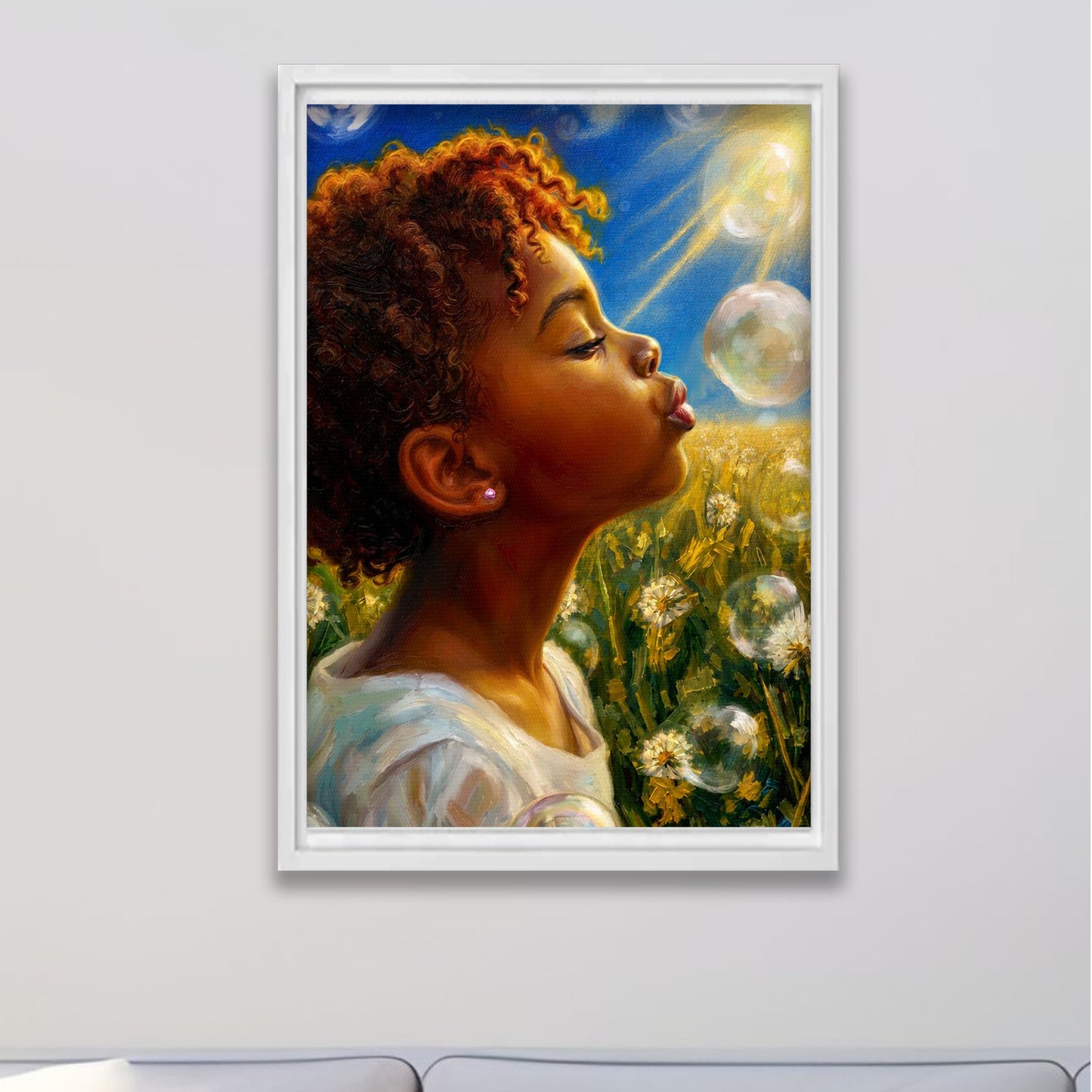Black Childhood: "I Wish" | African American Girl Wall Art - Unframed Canvas
