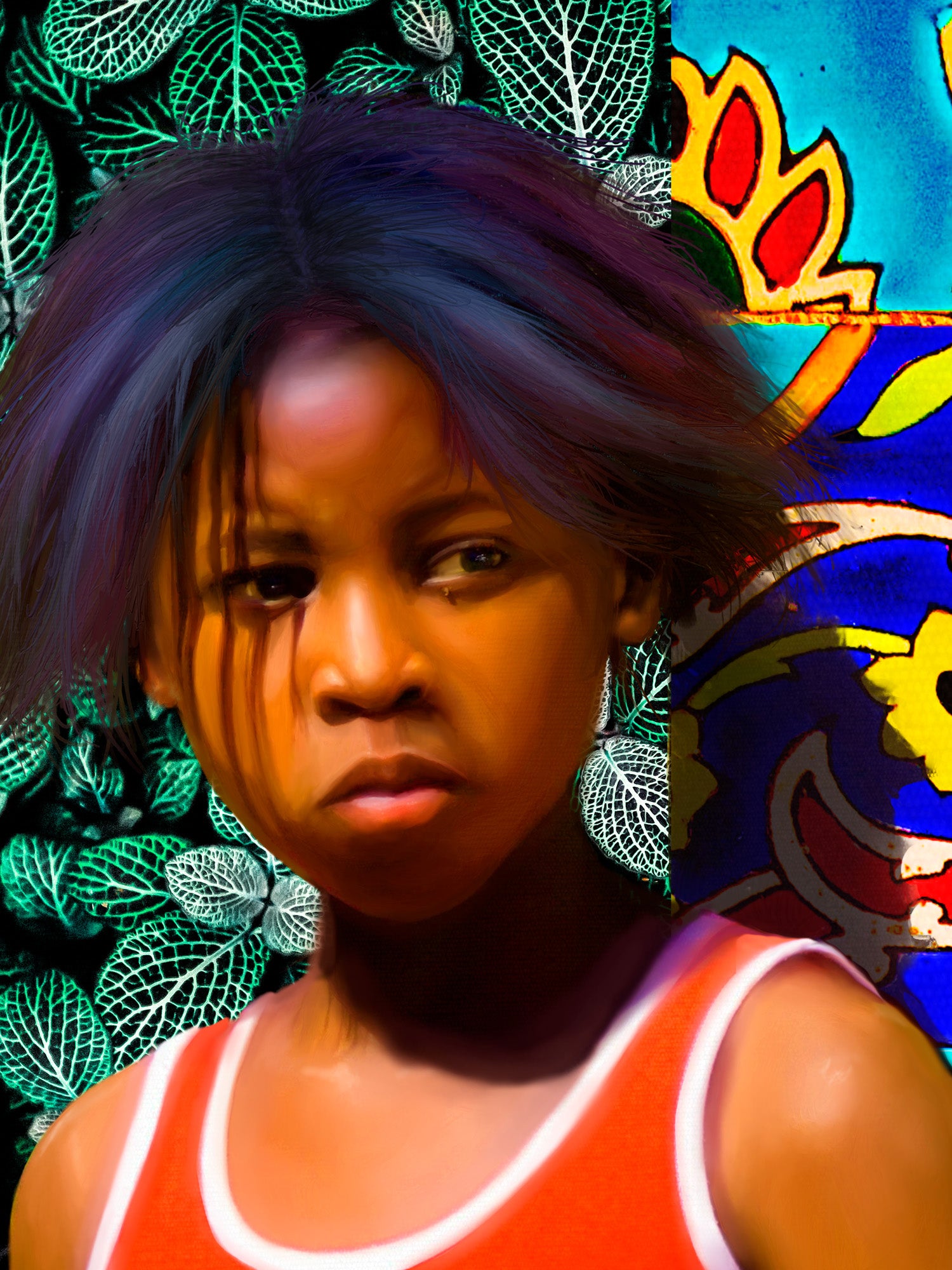 Black child portrait wall art.