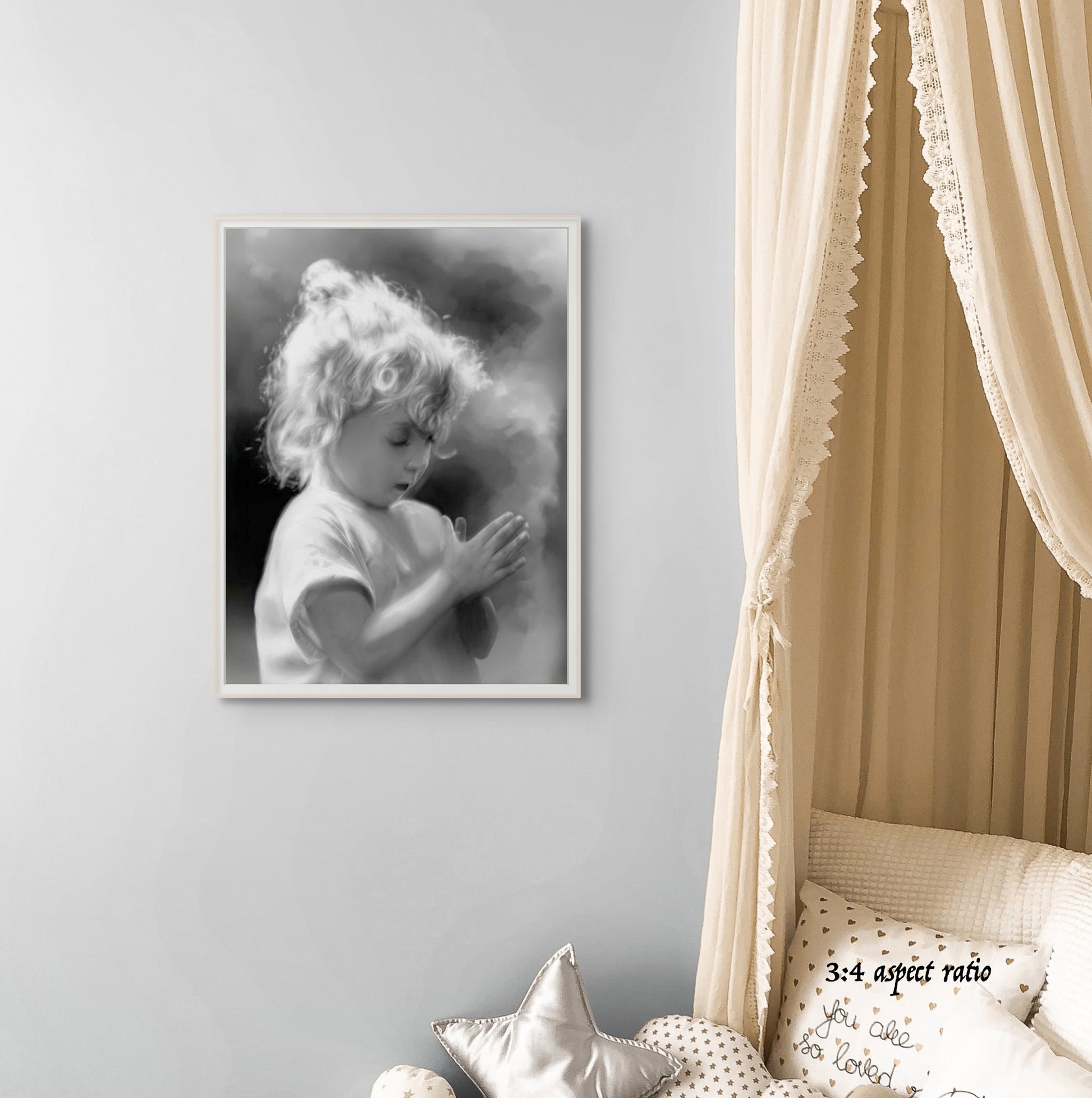 monochrome child portrait art print