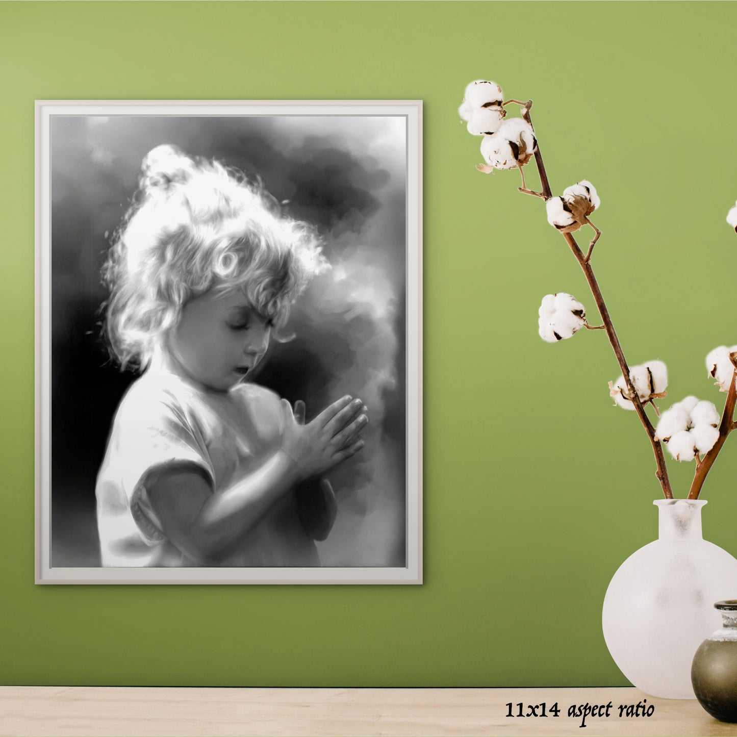 monochrome child portrait art print