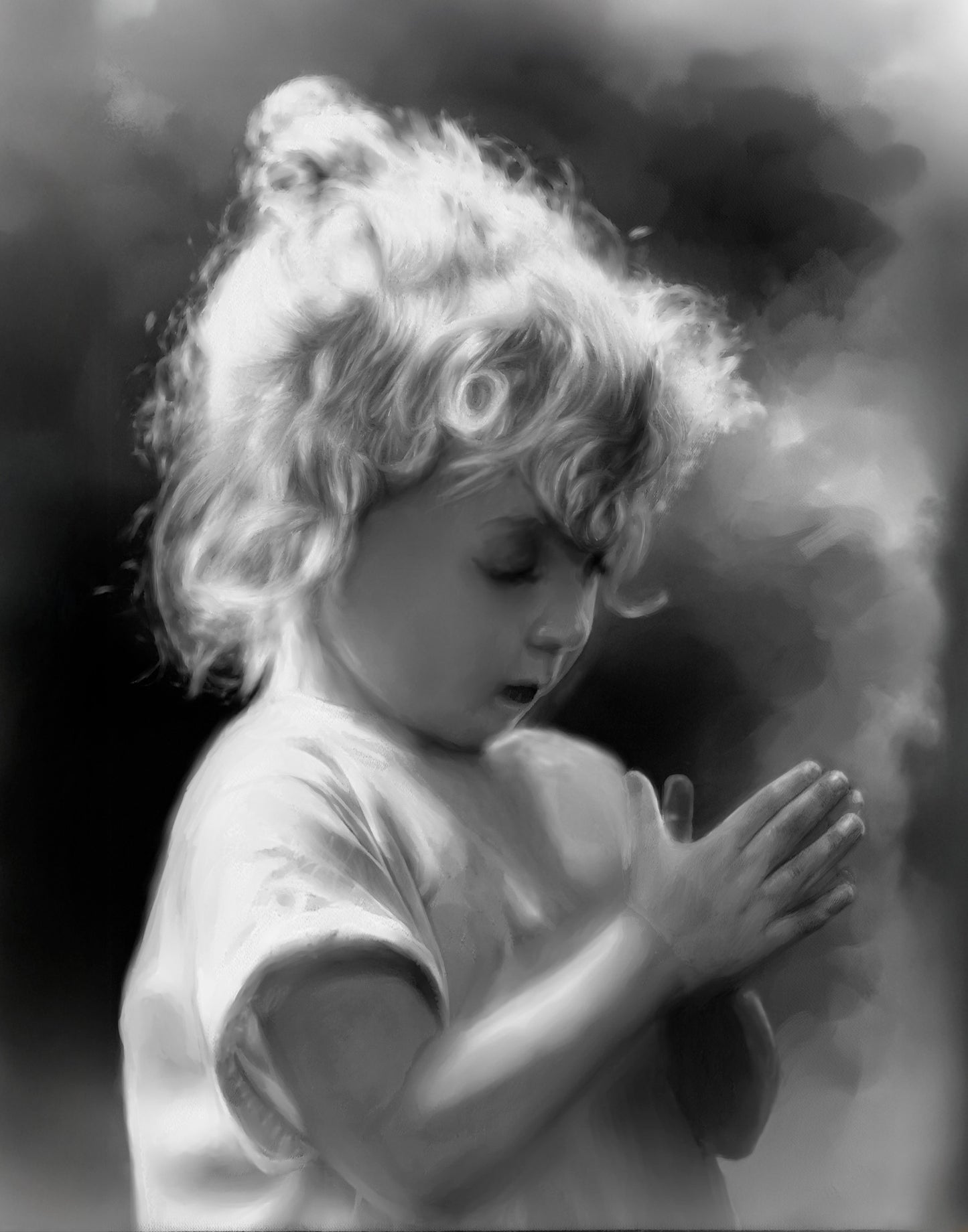 monochrome child portrait art print