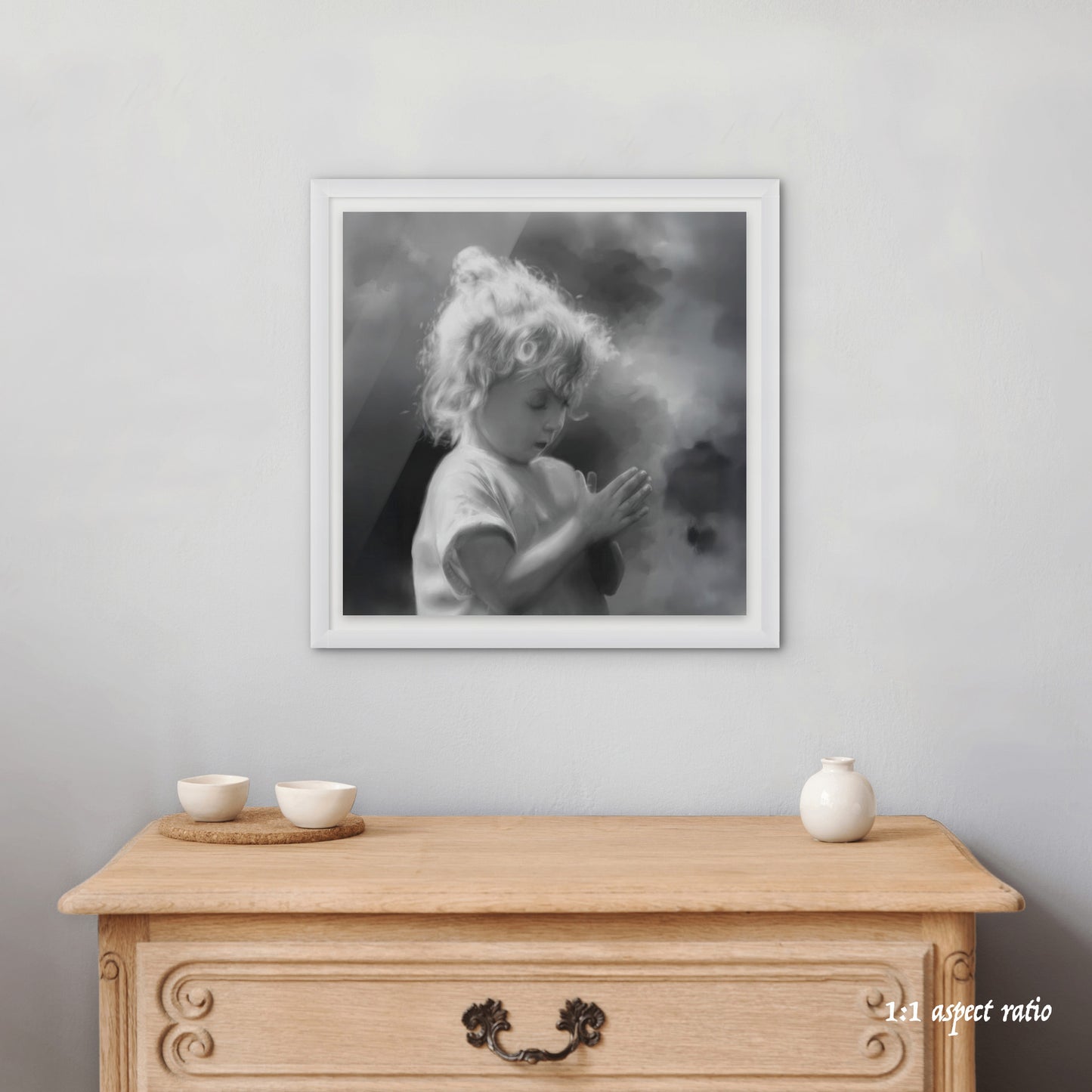monochrome child portrait art print