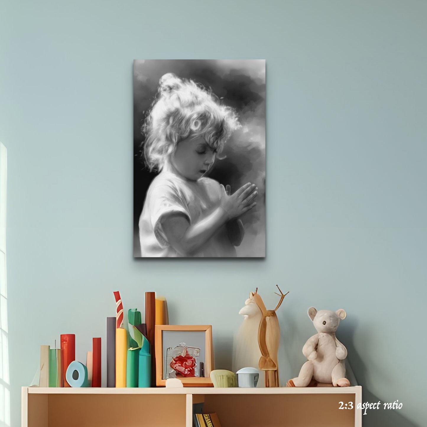 monochrome child portrait art print