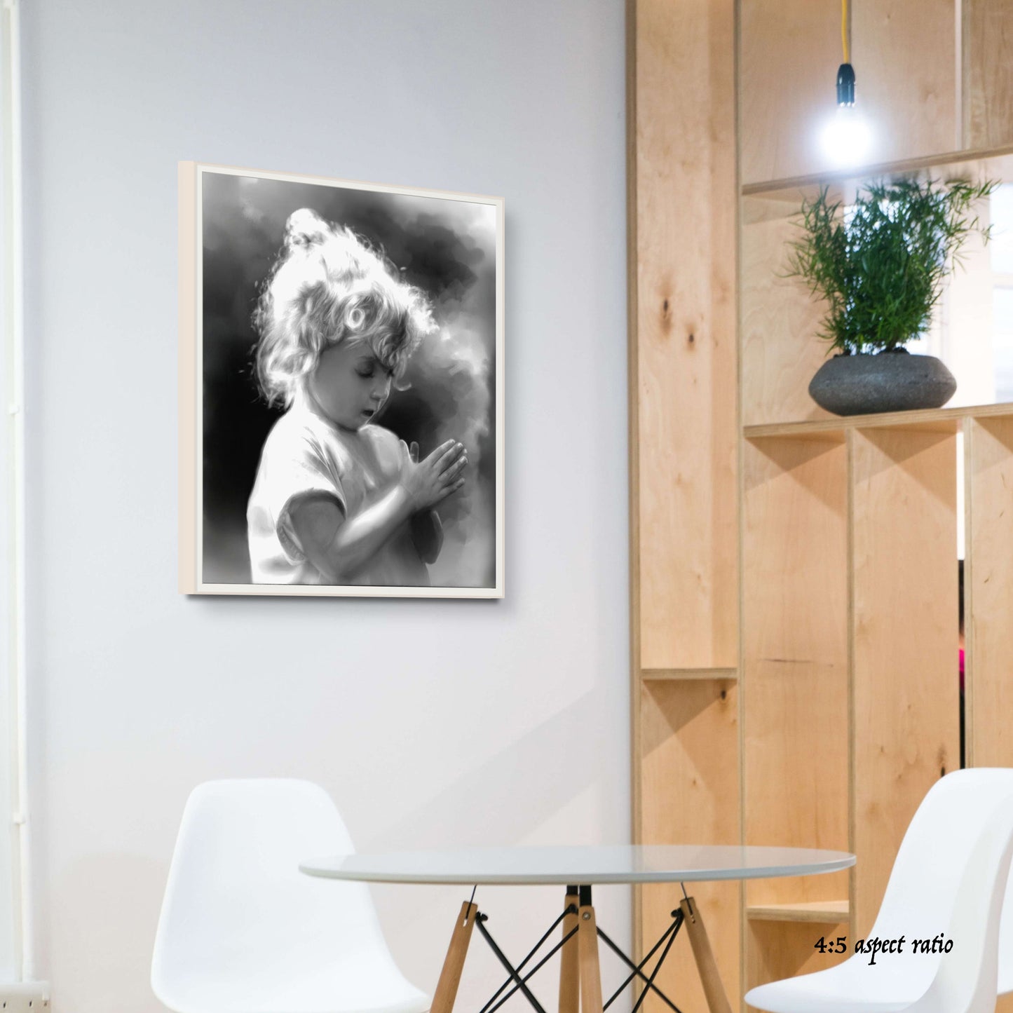 monochrome child portrait art print