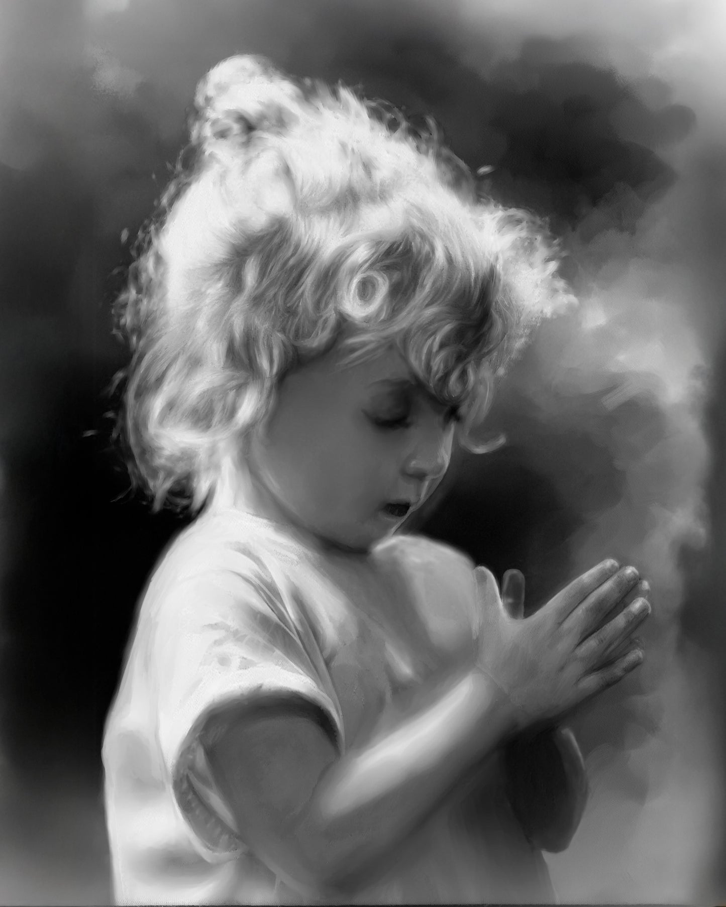 monochrome child portrait art print