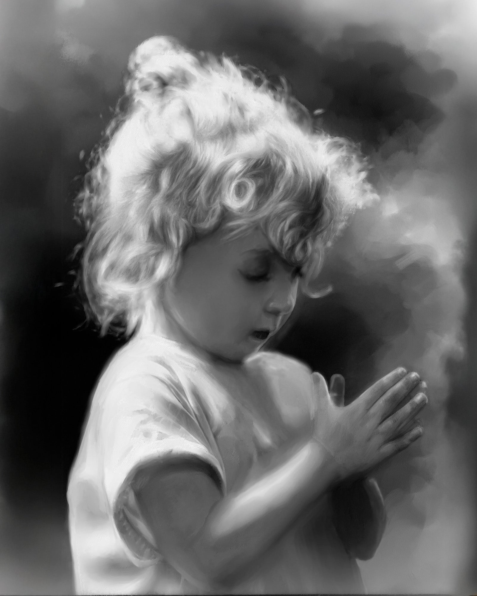 monochrome child portrait art print