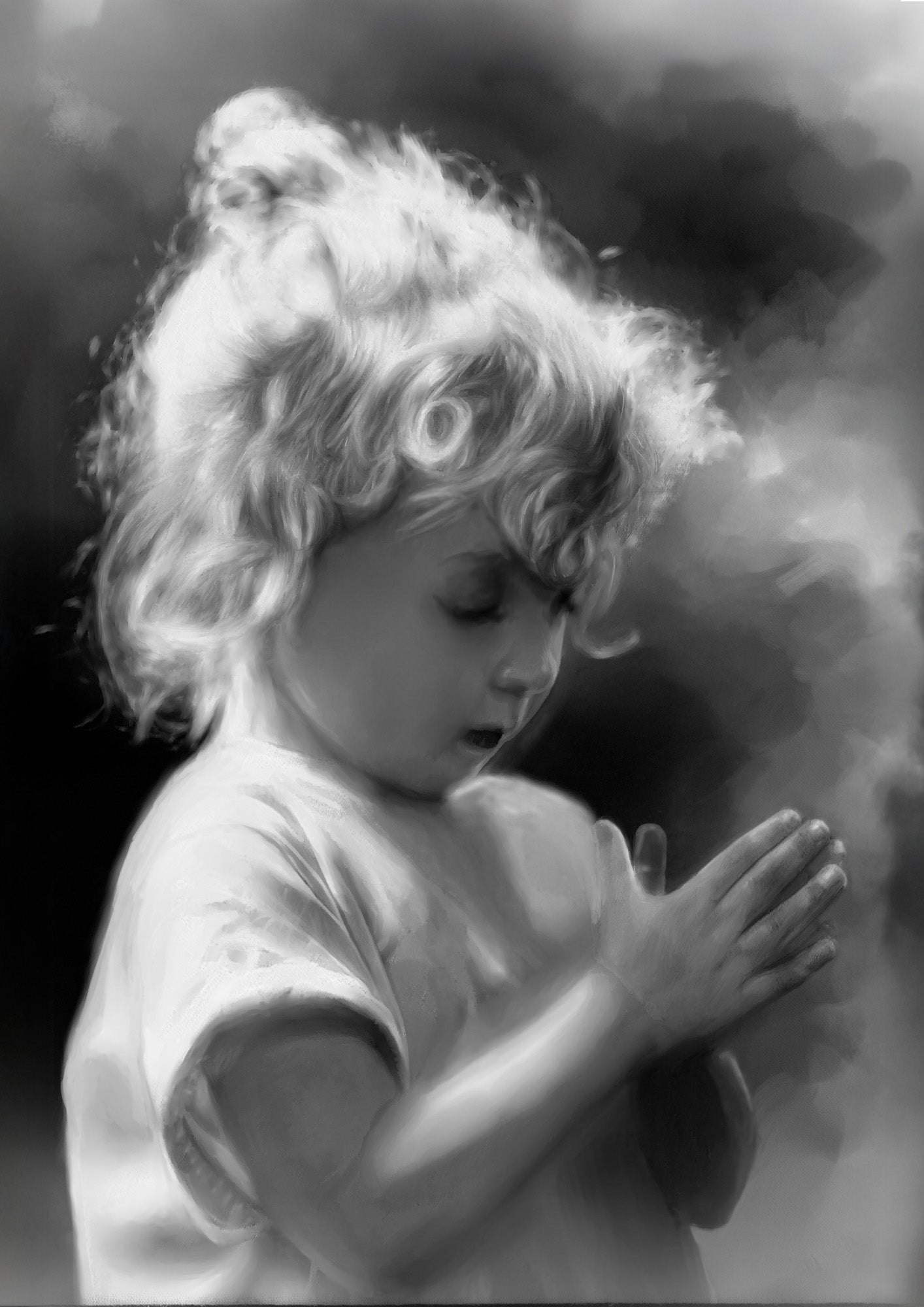 monochrome child portrait art print