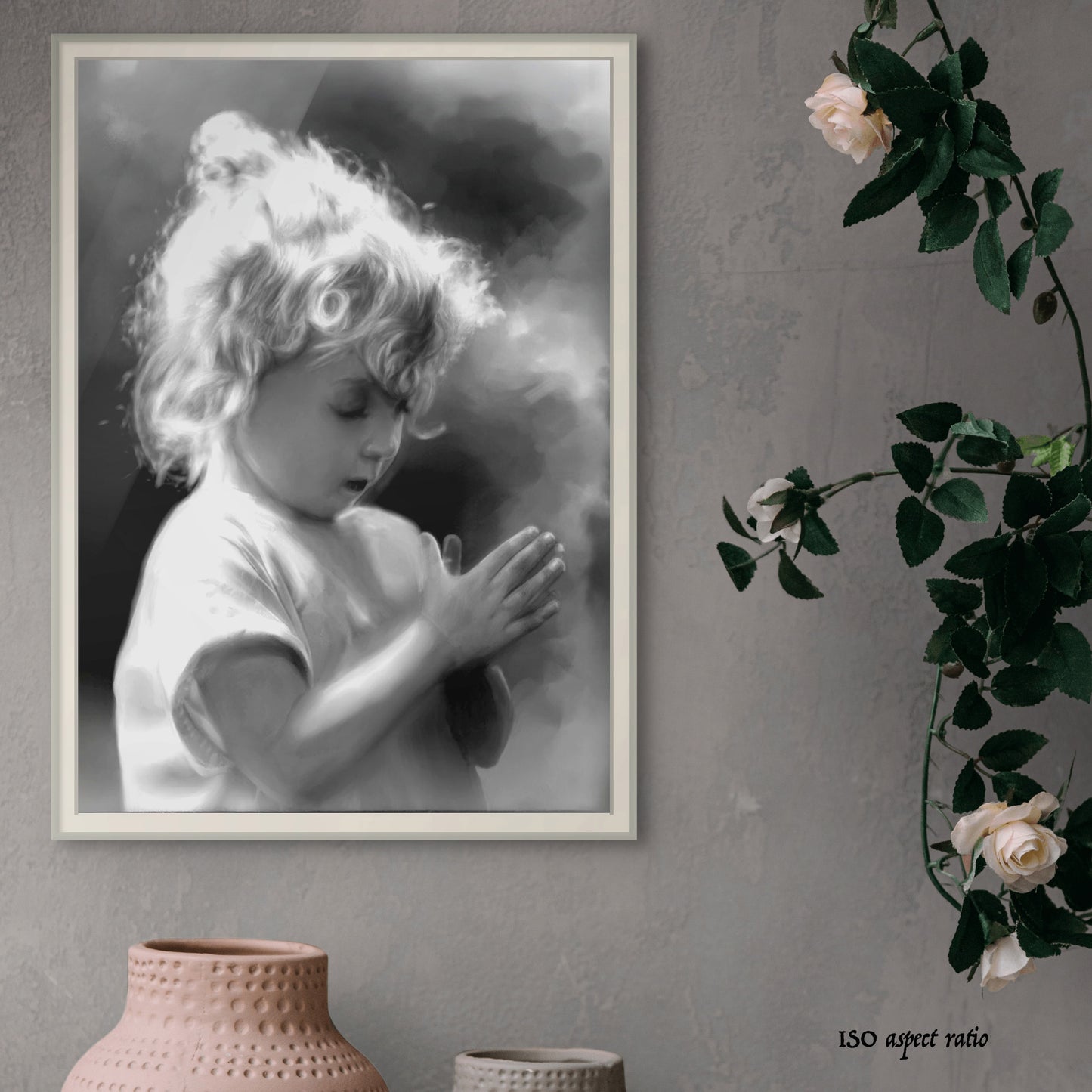 monochrome child portrait art print