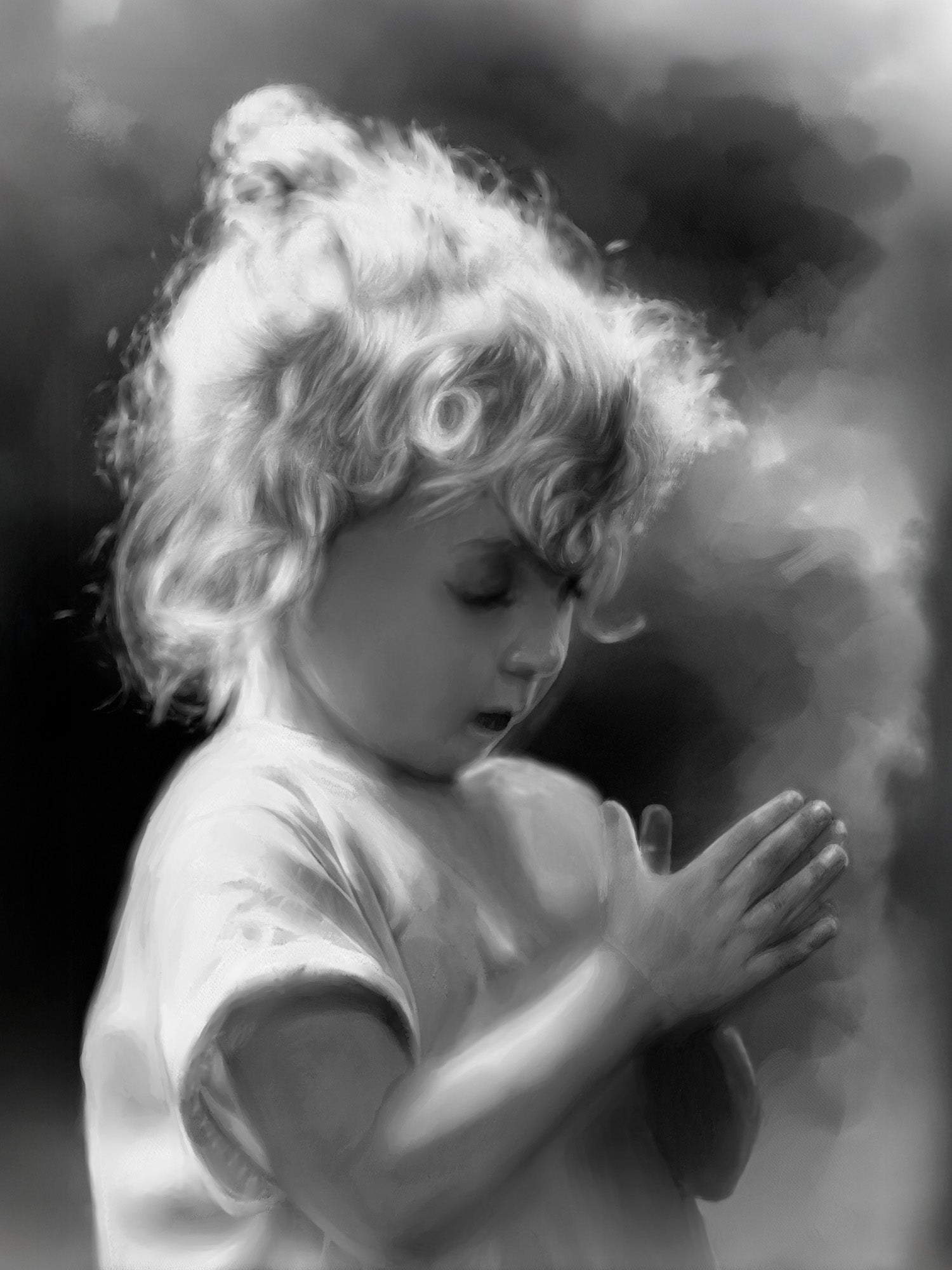 monochrome child portrait art print