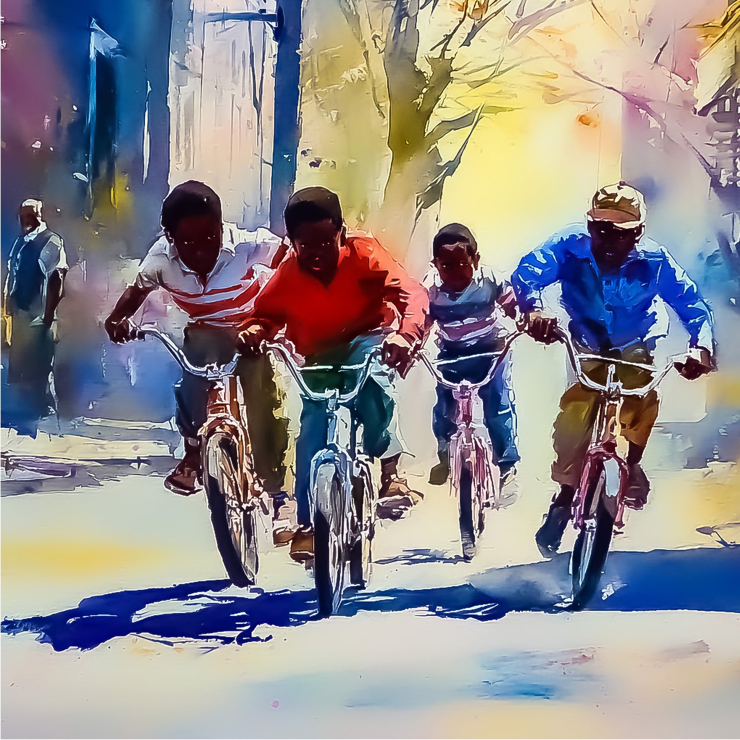 #African American boys riding bicycles&nbsp;