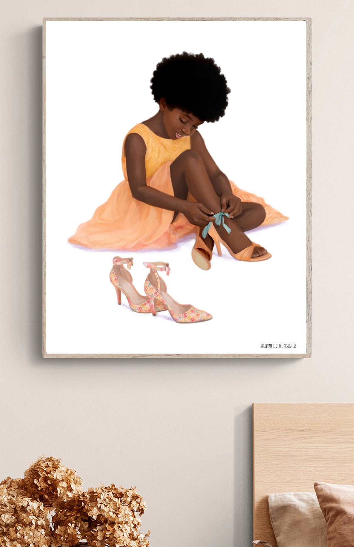 Black Childhood: Framed Canvas | "Dream Big" | African American Girl Wall Art