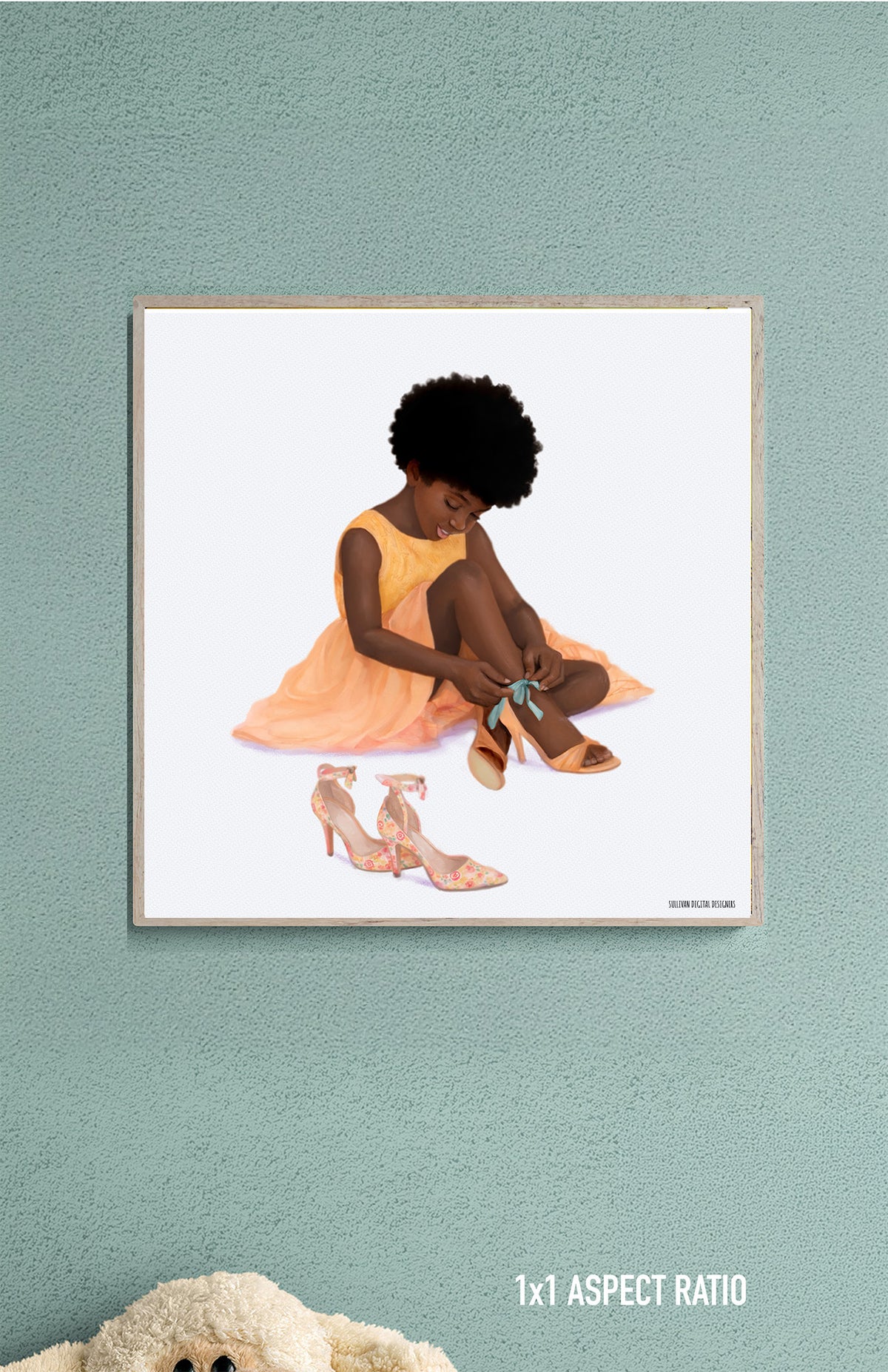 Black Childhood: Framed Canvas | "Dream Big" | African American Girl Wall Art